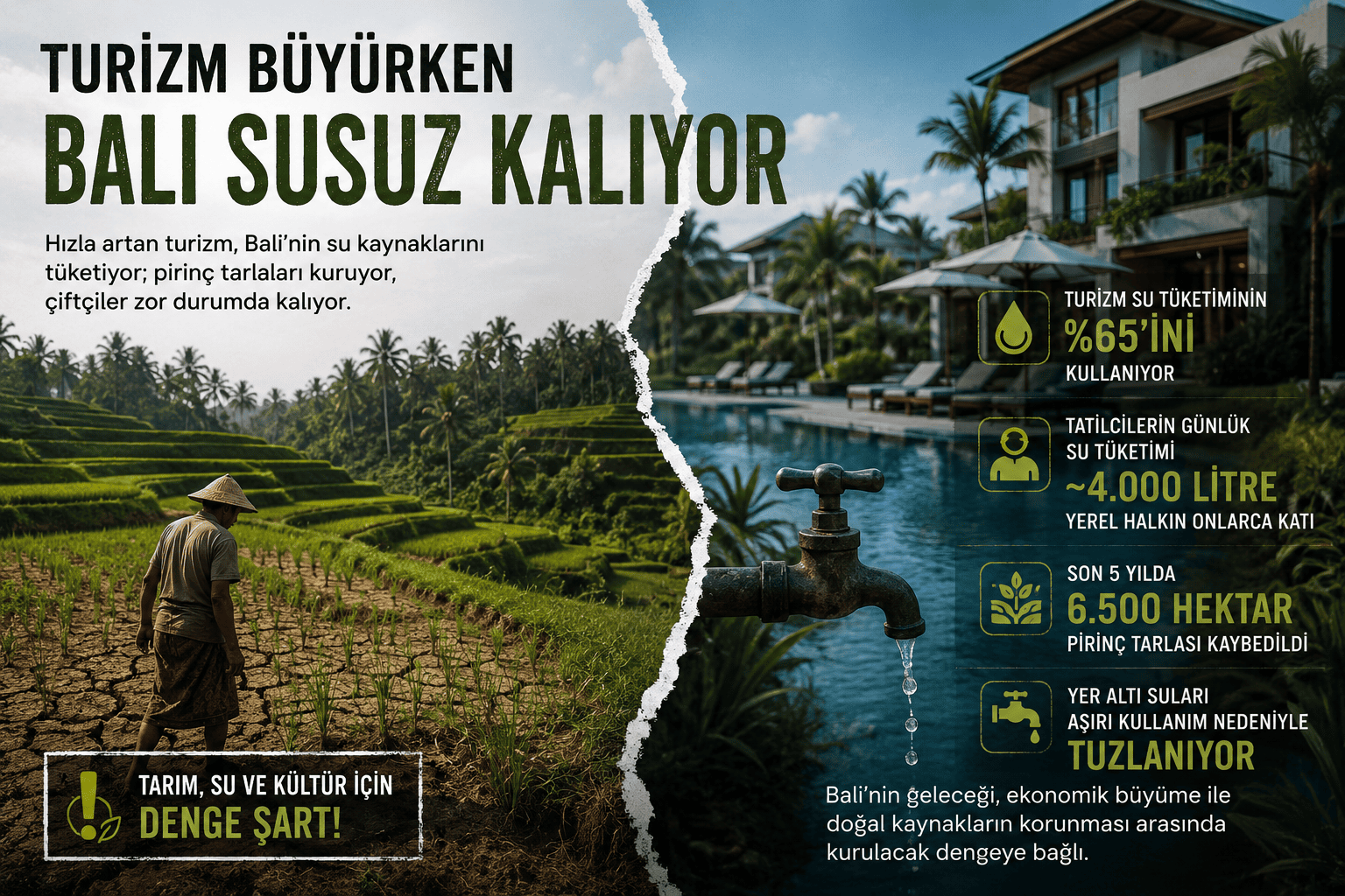 Bali’de oteller büyürken pirinç tarlaları kuruyor